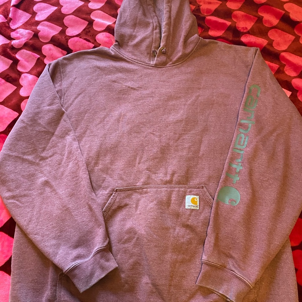 Carhartt Men's Brown Hoodie with grey Logo